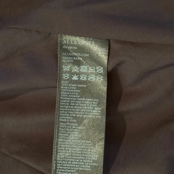 All Saints Cargo Black Leather Motorcycle Jacket - Picture 3 of 16